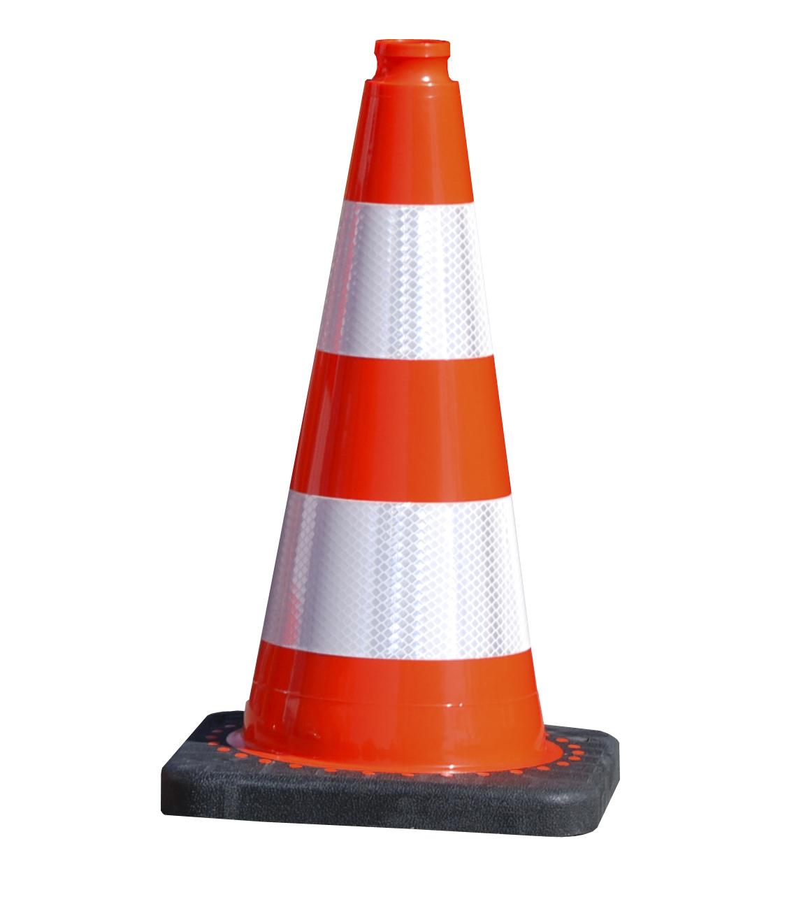 Cône de signalisation 50cm 2 Kg PEC avec base noire en PVC recyclé 